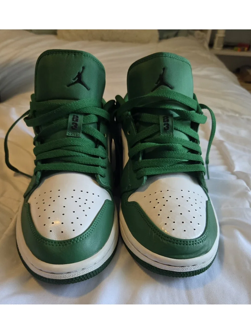 Nike Air Jordan 1 Low Pine Green 553560-301 Black White Green Size 9.5